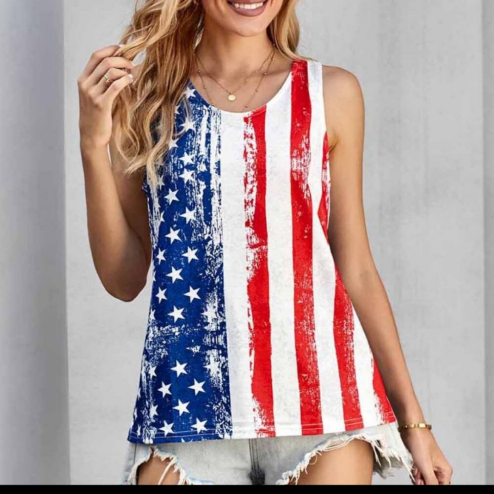 American Flag Print Tank Top